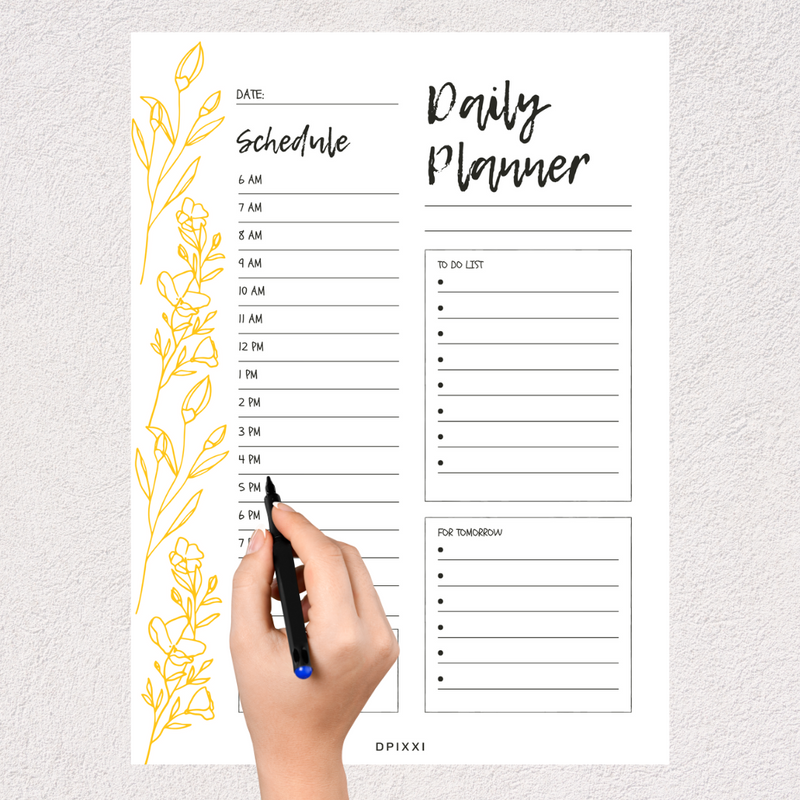 Cream Green Botanical Daily Weekly Monthly Planner