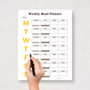 Clean and Minimal Weekly Meal Planner | Week of, Monday To Sunday, Breakfast, Lunch, Dinner, Snack, Water Intake