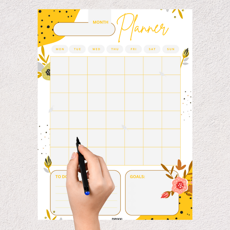 Playful Floral Feminine Monthly Planner | Monday to Sunday