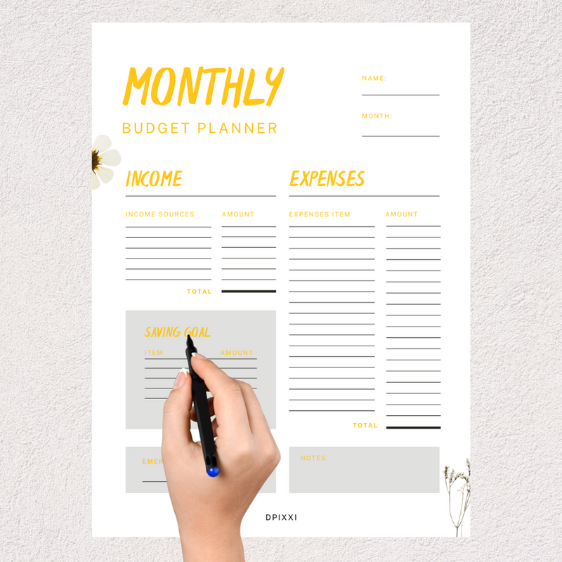 Aesthetic Monthly Budget Planner | Income, Expenses, Saving Goal, Emergency Budget