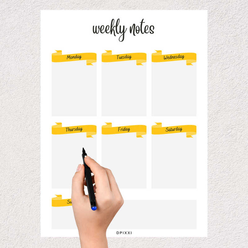 Weekly Schedule Notes Planner Sheet