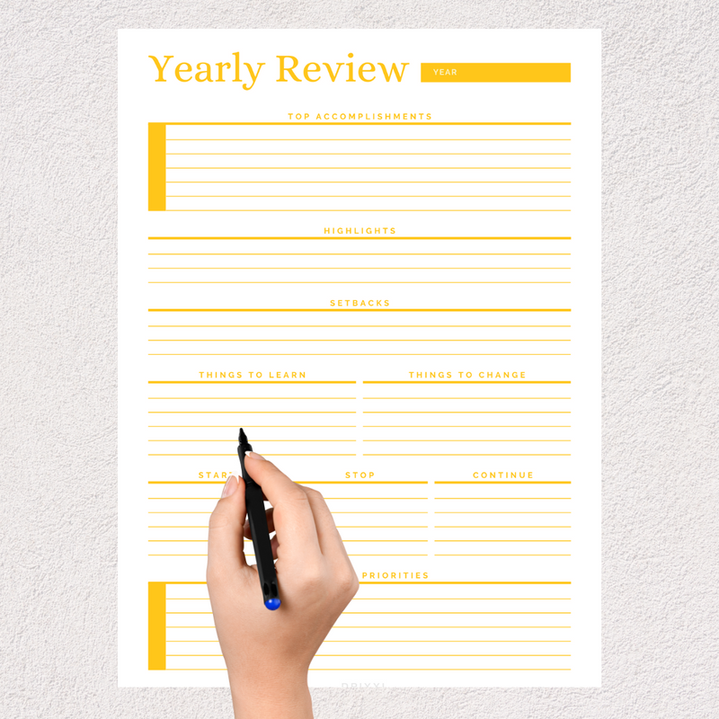 Yearly Review Planner| January to December