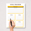 Minimalist Goal Tracker Planner | Main Goal, Action Steps, Goal 2, Action Steps, Goal 3, Action Steps, Goal 4, Action Steps, Goal 5, Action Steps