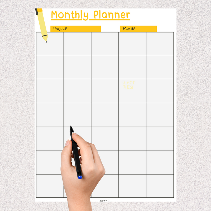 Blocks Project Schedule Monthly Planner