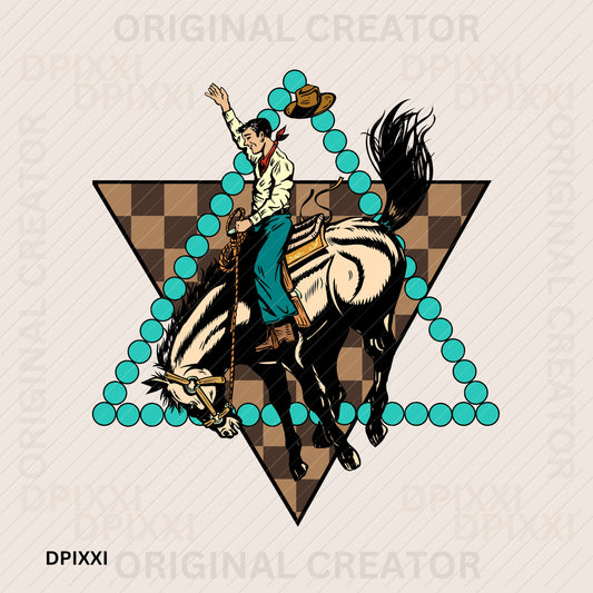 Turquoise Checker Triangle Cowboy