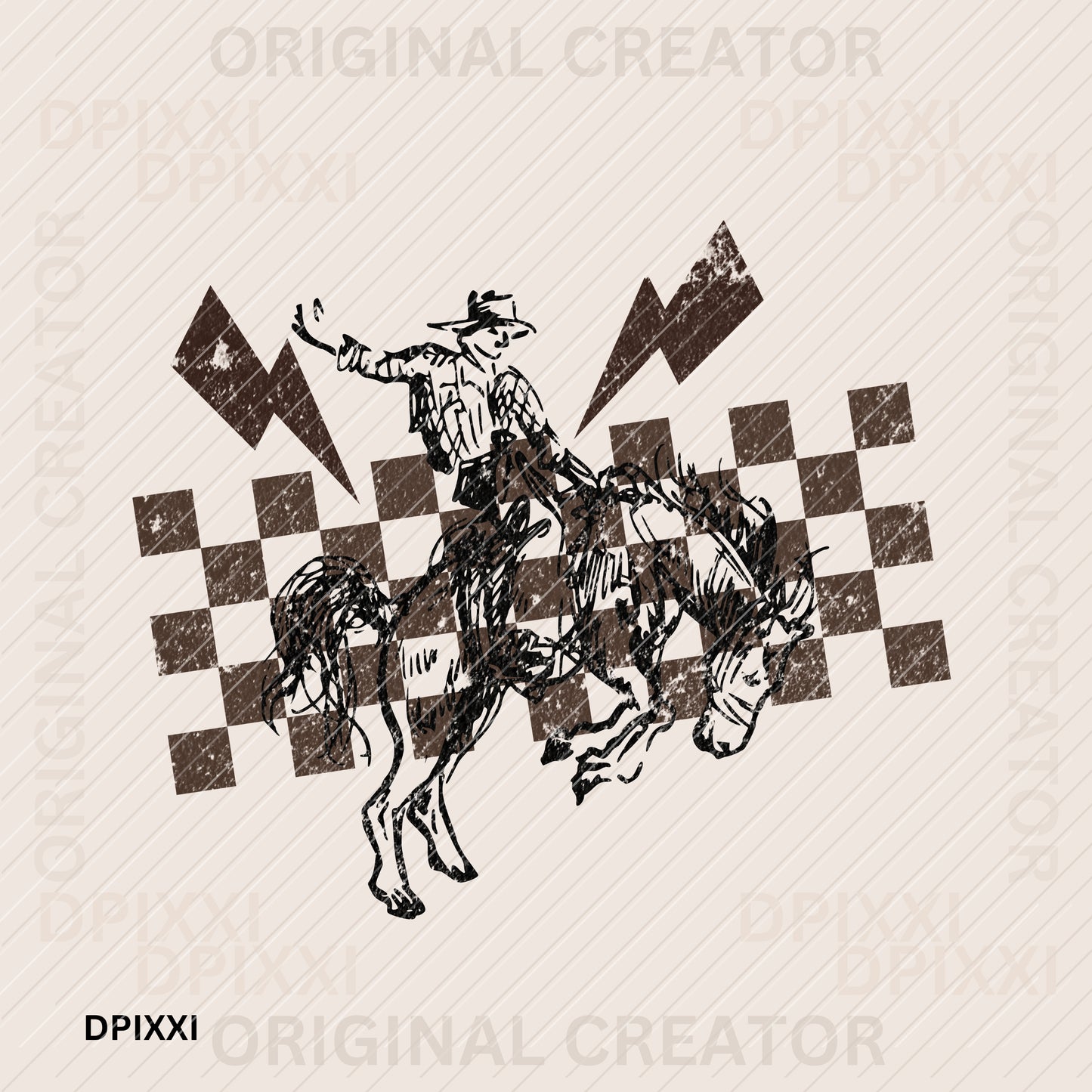 Wild Cowboy Thunder Checker Horse