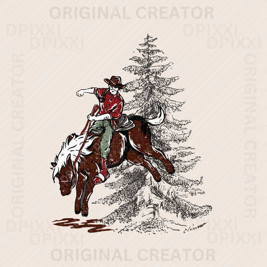 Cowboy Riding on Horse Christmas Tree