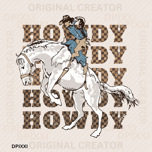 Four Howdy White Horse Cowboy