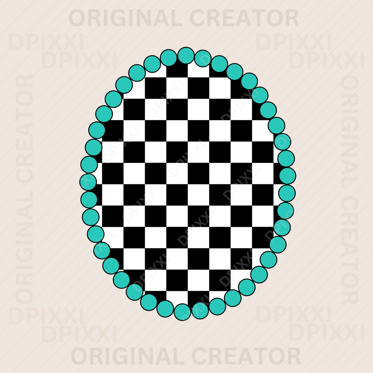 PNG, SVG Custom Oval Checker with Turquoise Borders