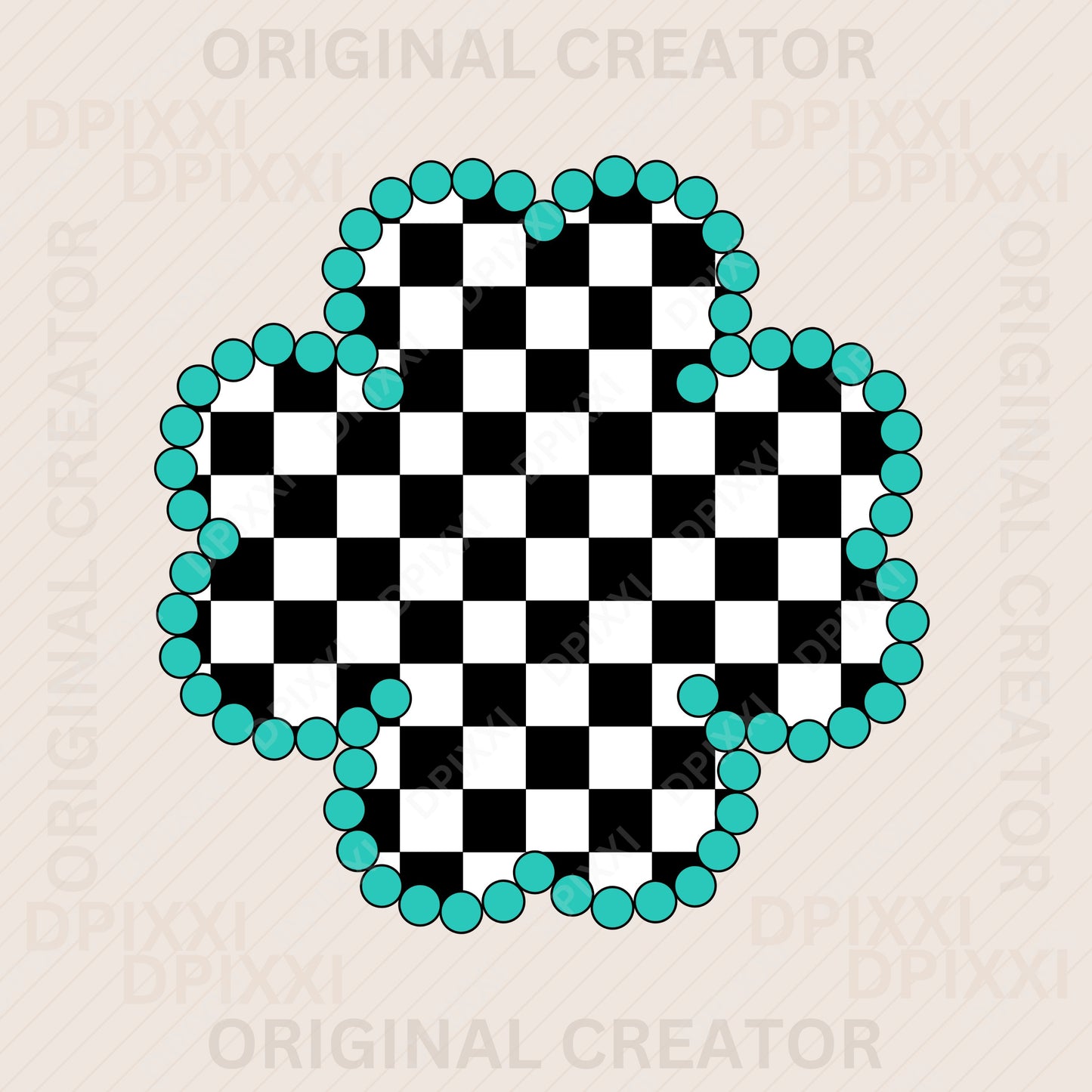 PNG, SVG Custom Lucky Clover Checker with Turquoise Borders