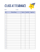 Back to School Class Attendance Planner in Minimal Style | Date, Class, Number, Student Name, Time In, Time Out, Signature