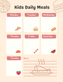 Illustrative Kids Daily Planner Schedule | Monday To Sunday, Note