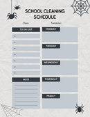 Texture Creepy School Cleaning Schedule Planner | Class, Semester, To Do List, Monday To Friday, Note