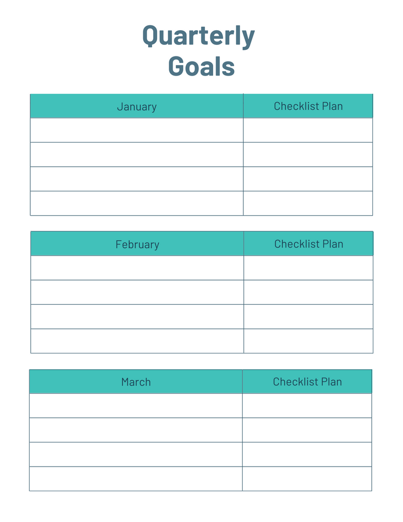Black & White Simple Quarterly Goals Work Book Planner