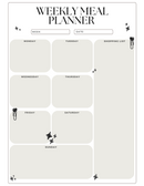Simple Stylish Weekly Meal Planner | Week, Date, Monday To Sunday, Shopping List