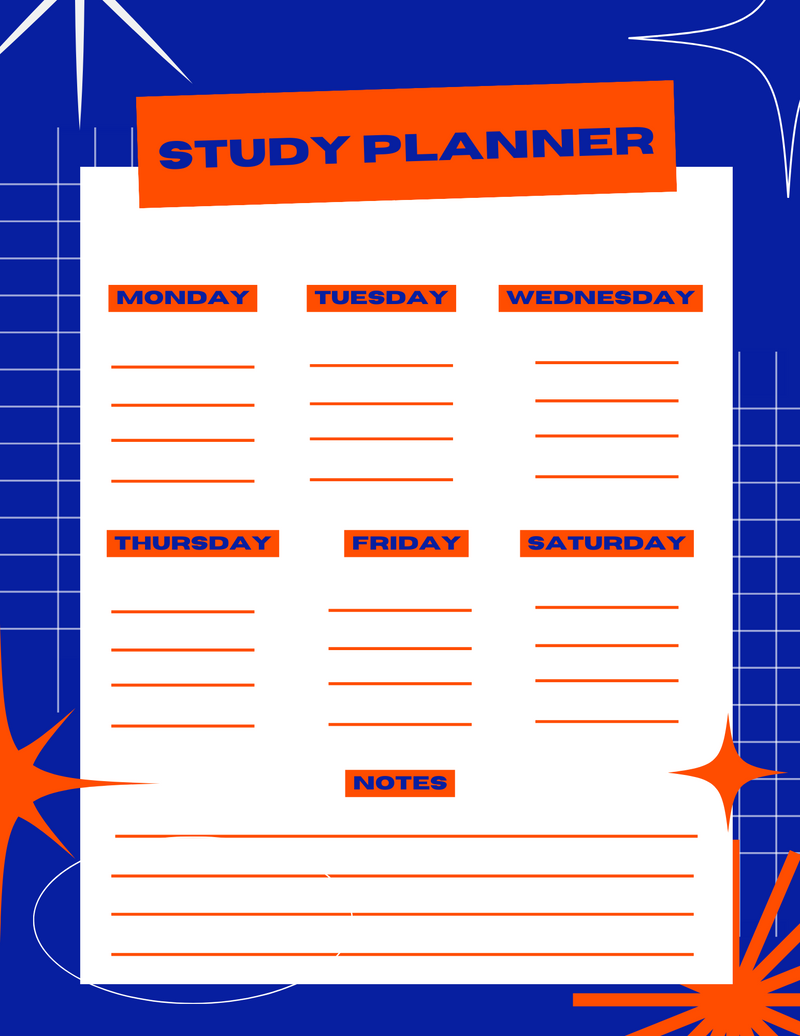 Modern Dynamic Study Planner | Monday To Saturday, Notes