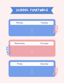 Modern Minimal School Timetable Planner | Monday To Saturday
