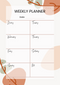 Boho abstract shapes weekly planner | Date, Monday to Sunday, Note