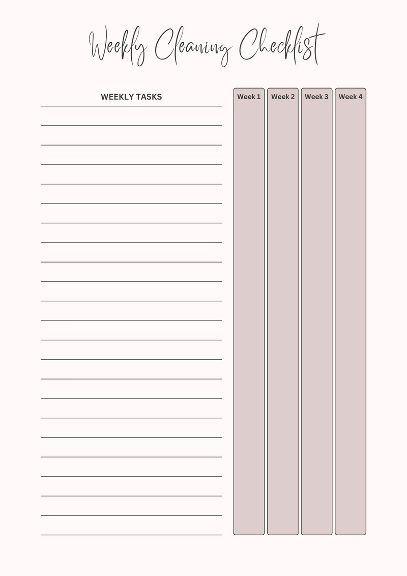 Checklist Planner Template | Weekly Cleaning  Checklist