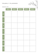 Clean and Elegant Yearly Planner Sheet | January to December