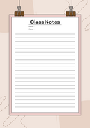 Cream Minimalist Class Notes Memo | Class, Name