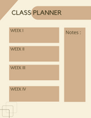 Simple Class Planner | Week 1 To Week 4, Notes