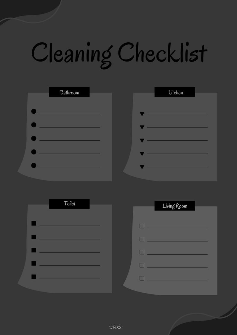Minimalist Cleaning Checklist | Bathroom,Kitchen,Toilet,Living Room Cleaning task