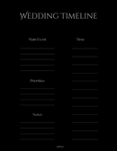 Wedding Timeline Planner | Main Event, Priorities