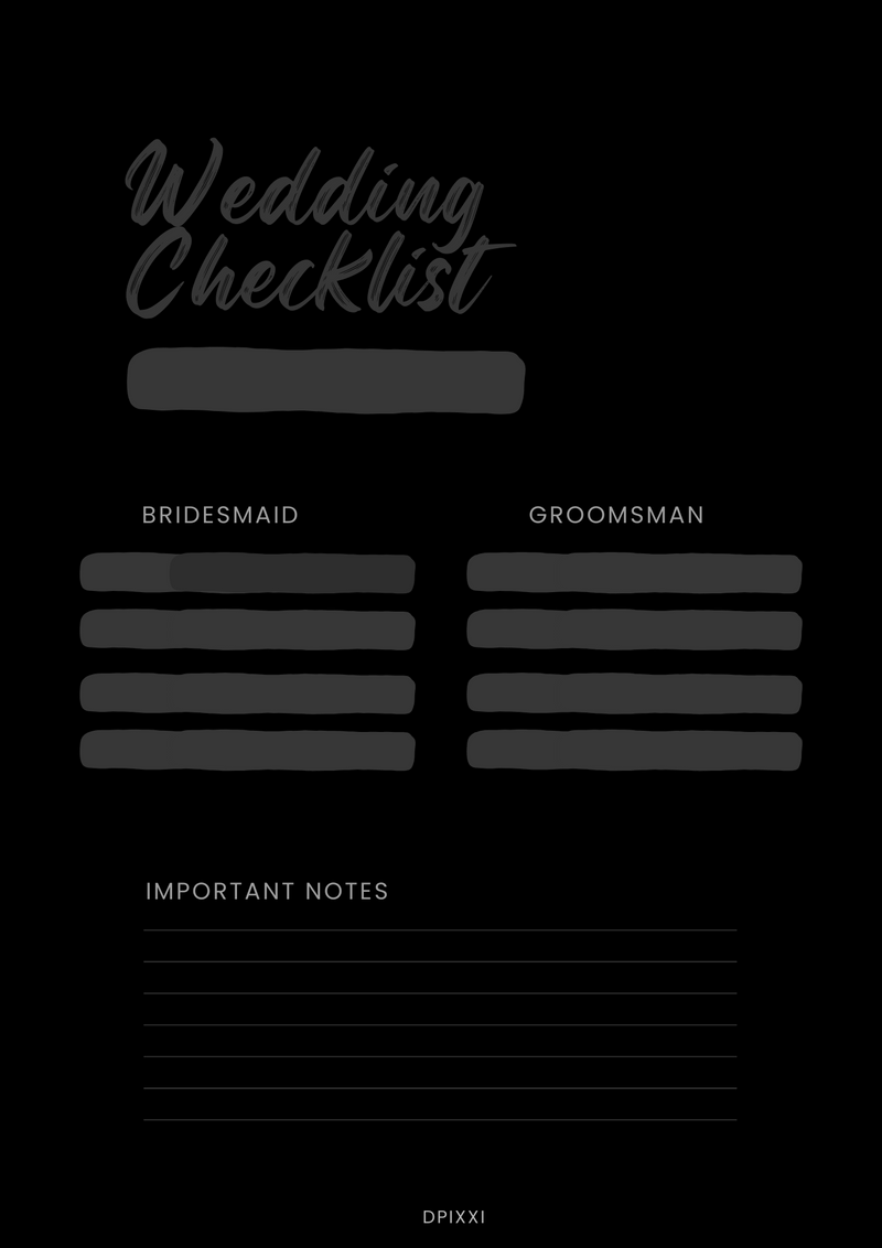 Wedding Checklist  | Bridesmaid, Groomsman, Important Notes