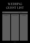 Minimalist Wedding Guest List Planner | Reception, Family, Friends