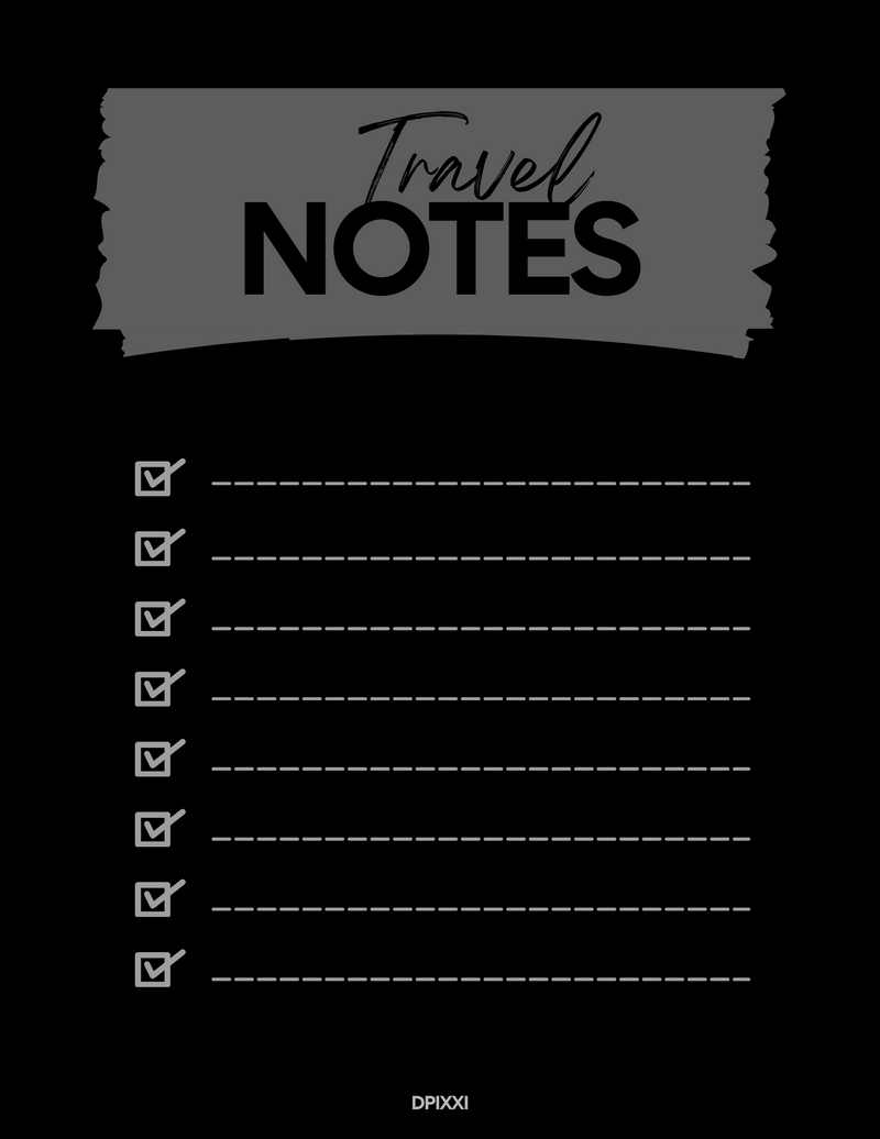 Minimalist Travel Notes Intinerary Planner