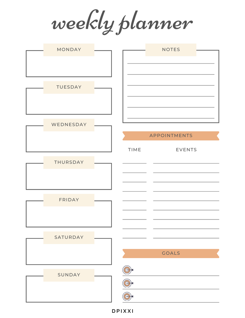 Weekly Planner Sheet