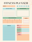 Elegant Fitness Planner Template | Motivation, Colories, Intensity, Water