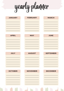 Elegant Yearly Planner Sheet| January to December