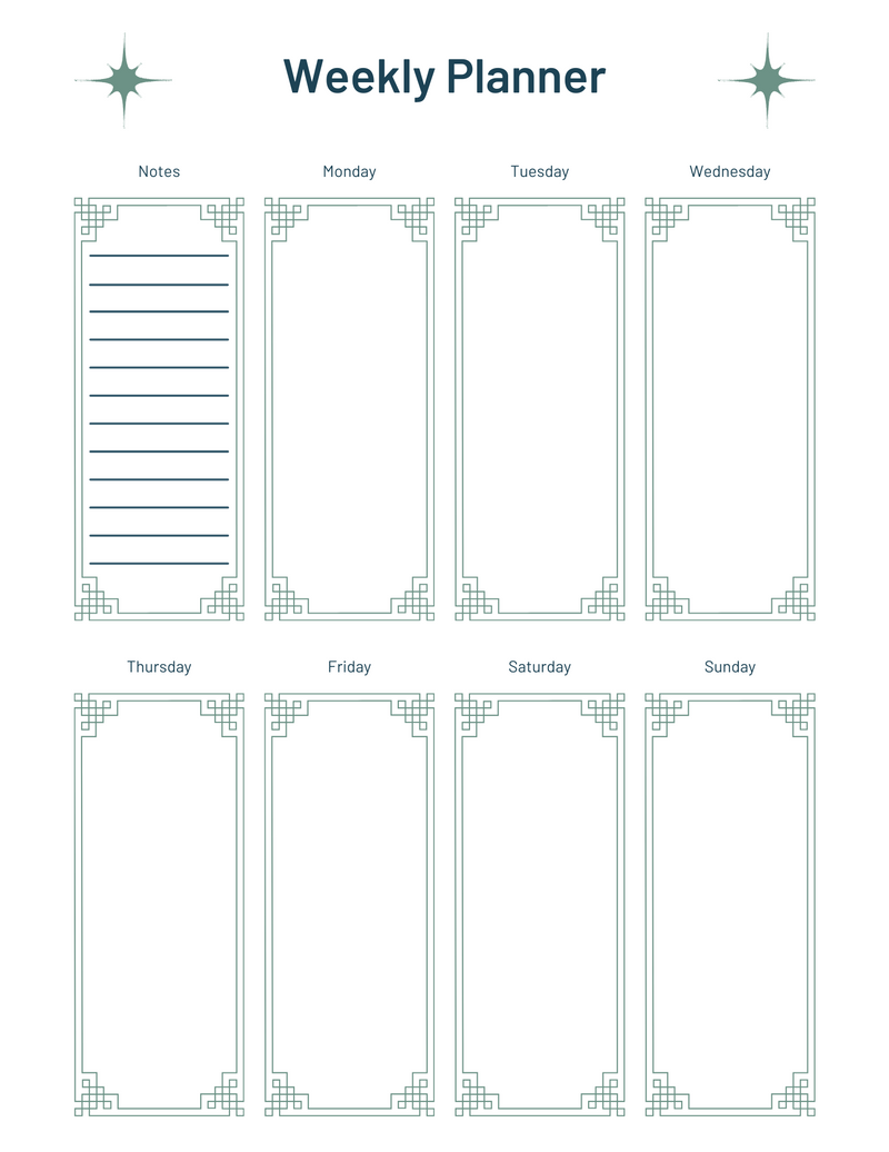 Elegant & Simple Weekly Planner | Notes, Monday to Sunday