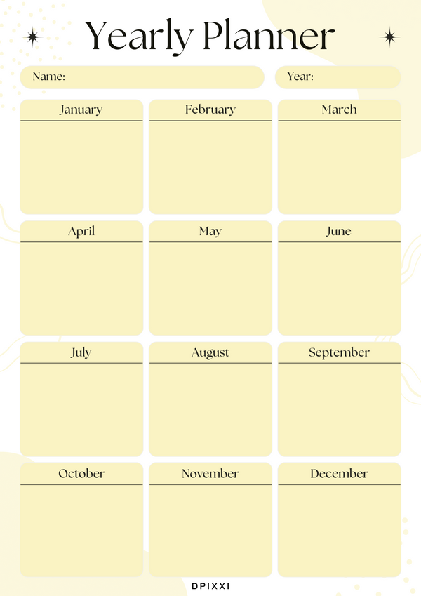 Simple Minimalist Clean Yearly Planner | January to December