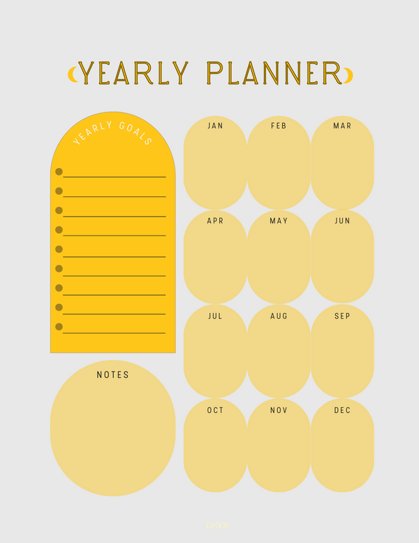 Beige Minimalist Bohemian Yearly Goal Planner | January to December