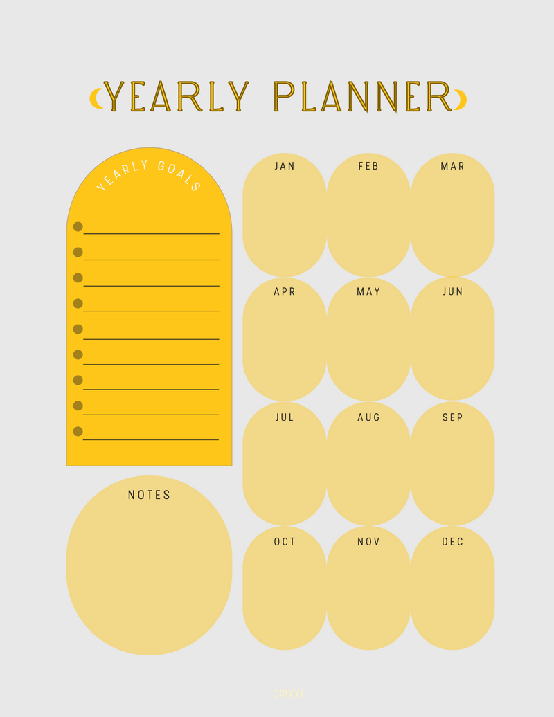 Beige Minimalist Bohemian Yearly Goal Planner | January to December