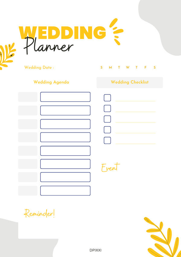 Floral Wedding Planner | Wedding Agenda, Wedding Checklist