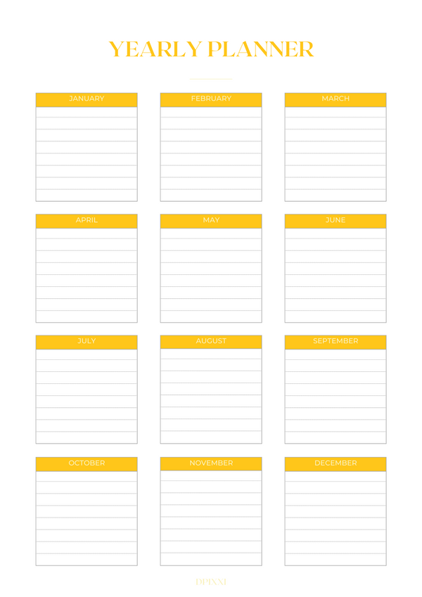 Neutral Simple Minimalist Yearly Planner| January to December