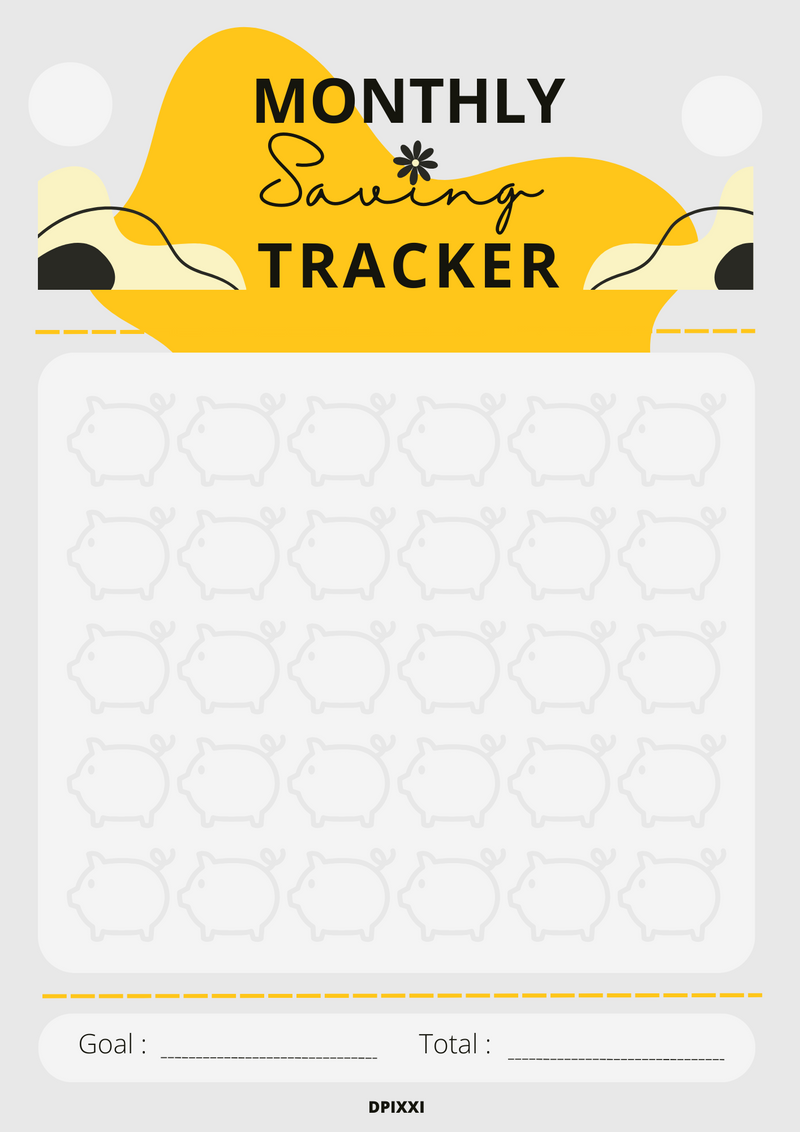 Illustrated Monthly Saving Tracker Planner