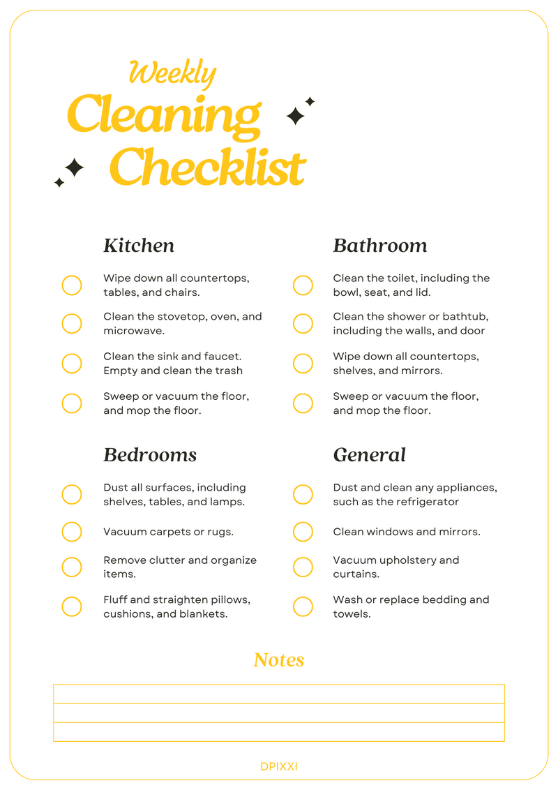 Minimalist Weekly Cleaning Checklist | Household Cleaning Checklist