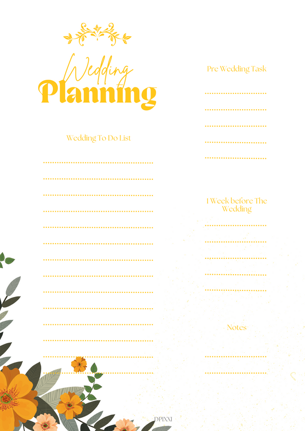 Wedding Planner | Pre Wedding Task, 1 Week before The Wedding