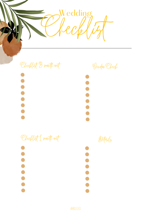 Wedding Checklist Planning | Details, Vendor Check