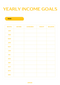 Yearly Income Goals Planner| January to December