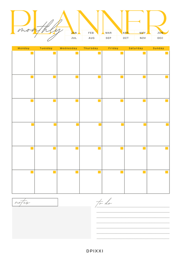 Modern Elegant Customizable Monthly Planner