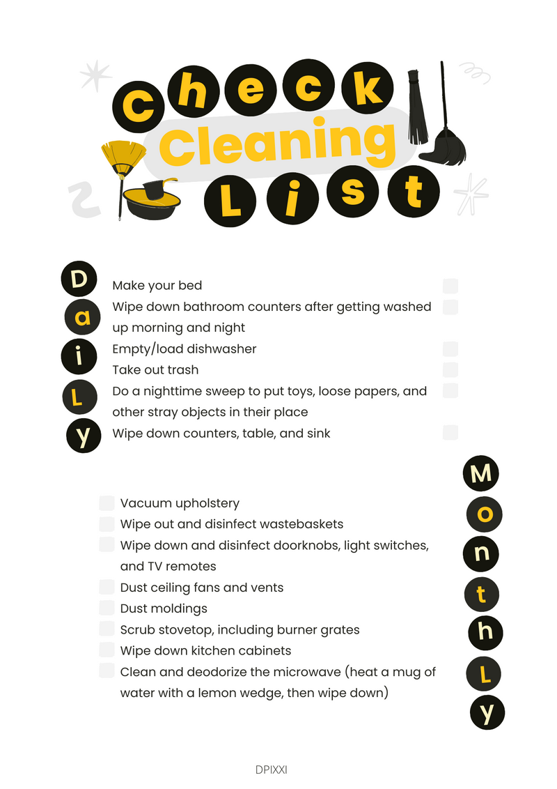 Gradient Cleaning Checklist Planner | Daily Cleaning  Planner
