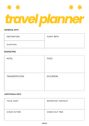Bold Simple Travel Planner | General Info, Budgeting, Additional Info