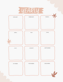Handdrawn Organic Shapes Yearly Overview Planner Page | January to December