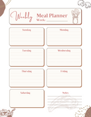 Meal Planner | Weekly Monday to Sunday, Notes